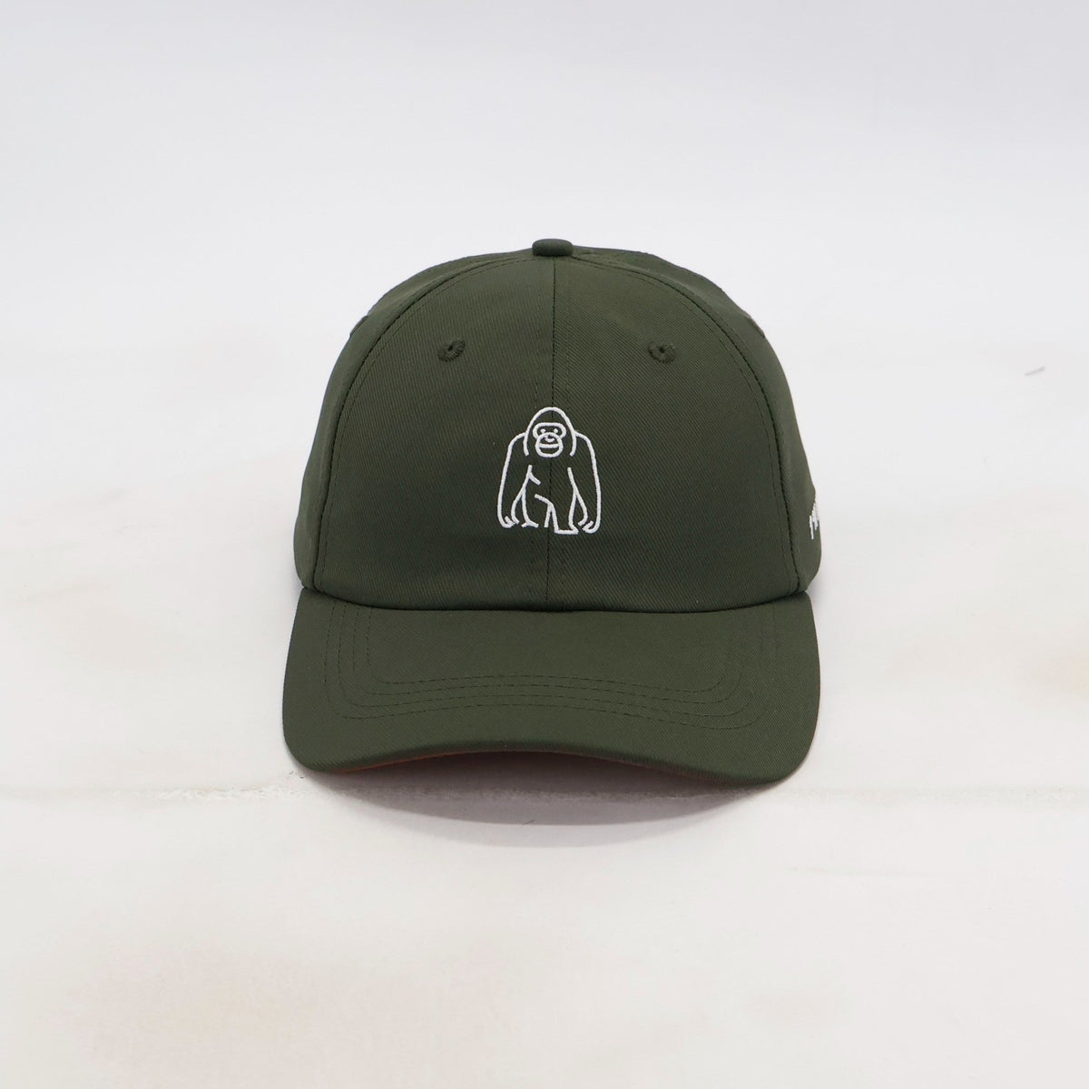 Front view of the ATERRA Forest Series green cap with orangutan embroidery