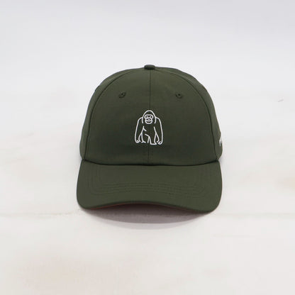 Front view of the ATERRA Forest Series green cap with orangutan embroidery